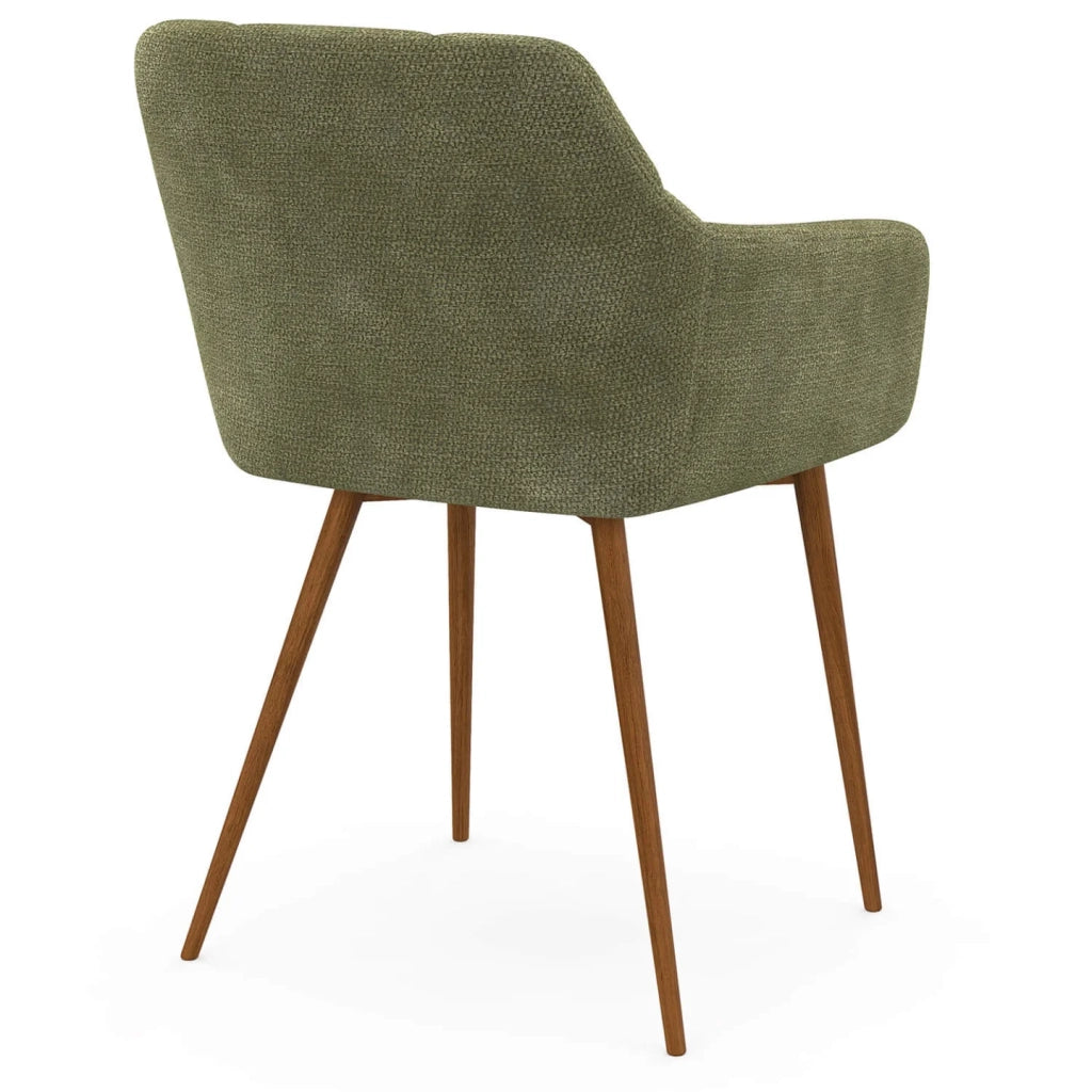 IDMarket - Set di 2 sedie GINA in tessuto di ciniglia verde con gambe effetto noce