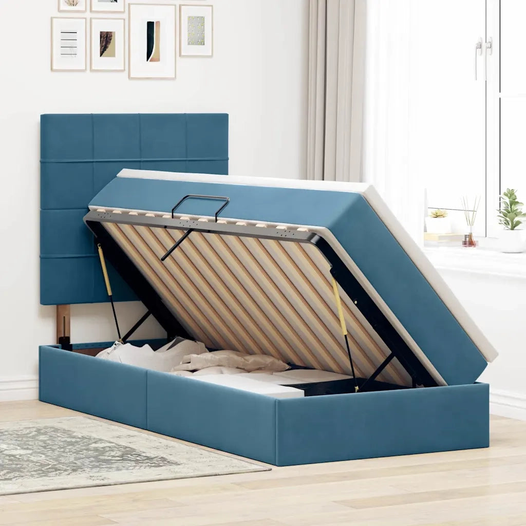 Letto con contenitore e materasso Blu Scuro 100 x 200 cm 3372013