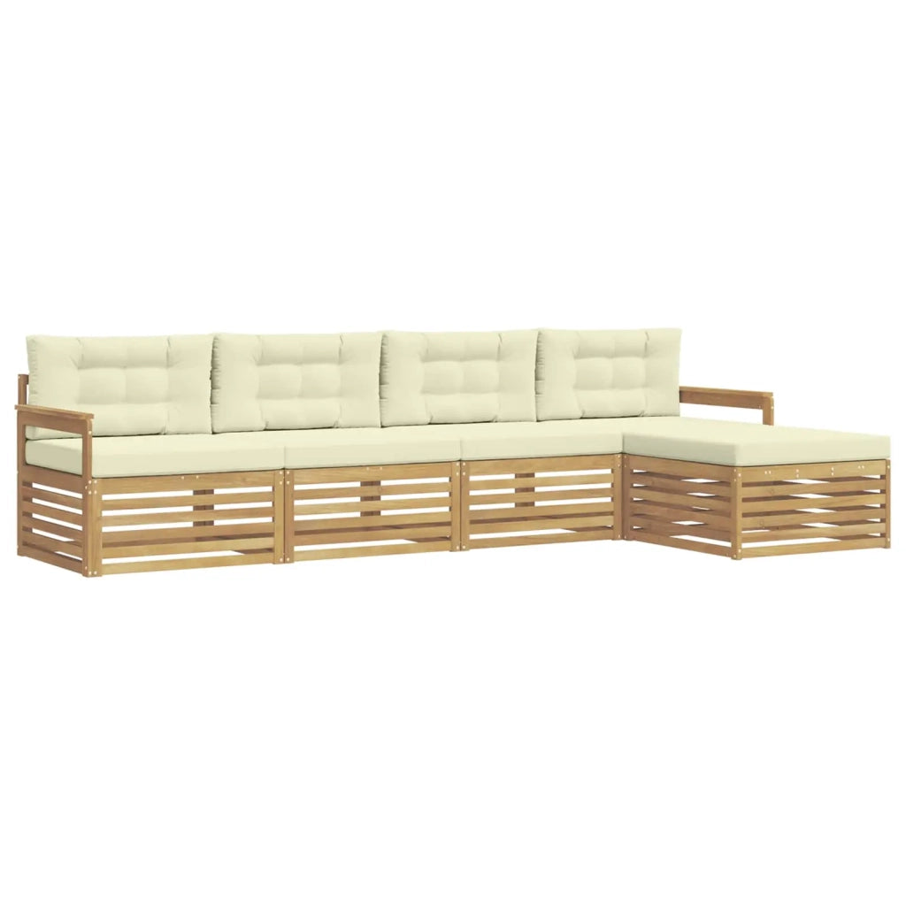 Set di divani da esterno 5 pz Bianco e Crema Poliestere 3390310