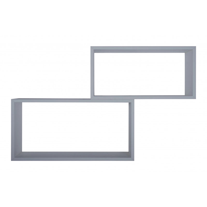 Set di 2 Mensole da Muro, Pensile Bagno, Mensola da Parete, Scaffale da Parete, Grigio, 70x35 p20 cm e 60x30 p20 cm - Bis Rettangolo Bislungo