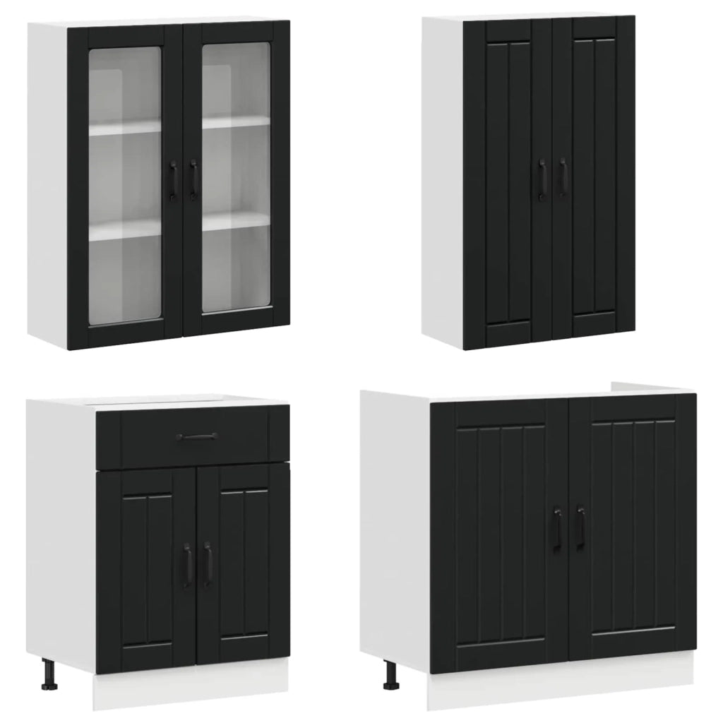 Unità Cucina LUCCA 8 pz Nero Legno ingegnerizzato 3438154