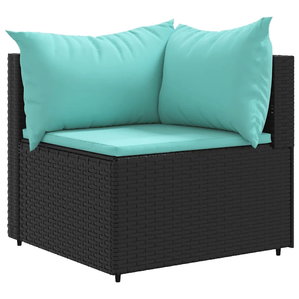 Set Divani da Giardino 5 pz con Cuscini Nero in Polyrattan