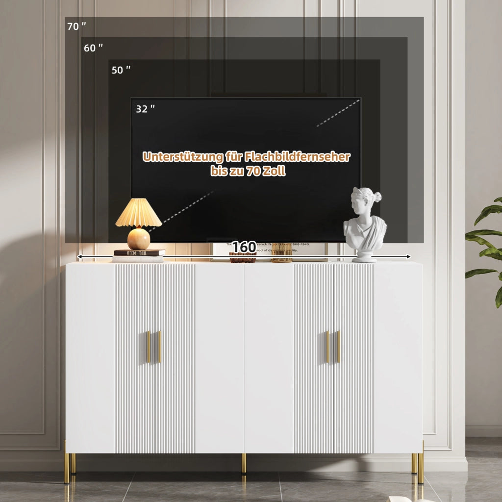 Credenza e buffet 4 ante 2 spazi contenitivi con ripiani regolabili per soggiorno e sala da pranzo 160 × 35 × 100 cm
