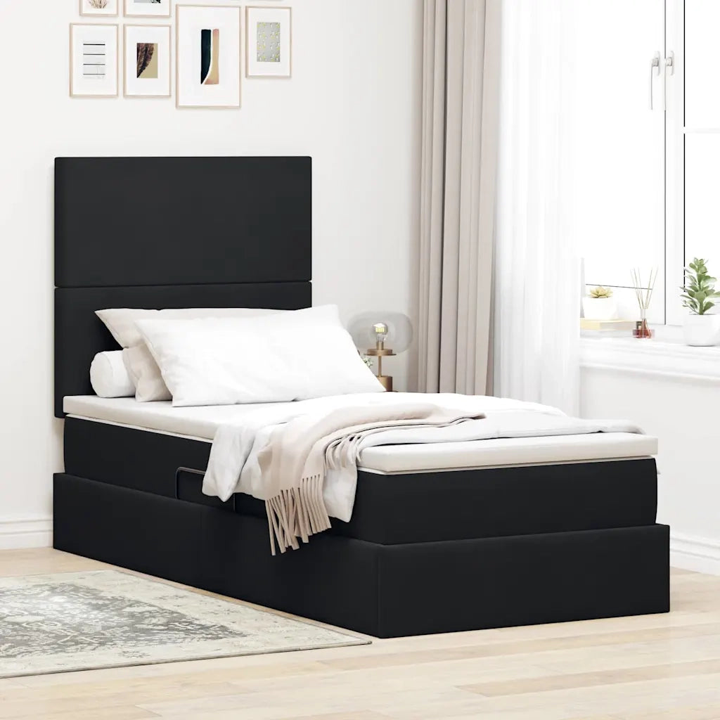 Letto con contenitore e LED con led Nero 90 x 190 cm Velluto 3372575
