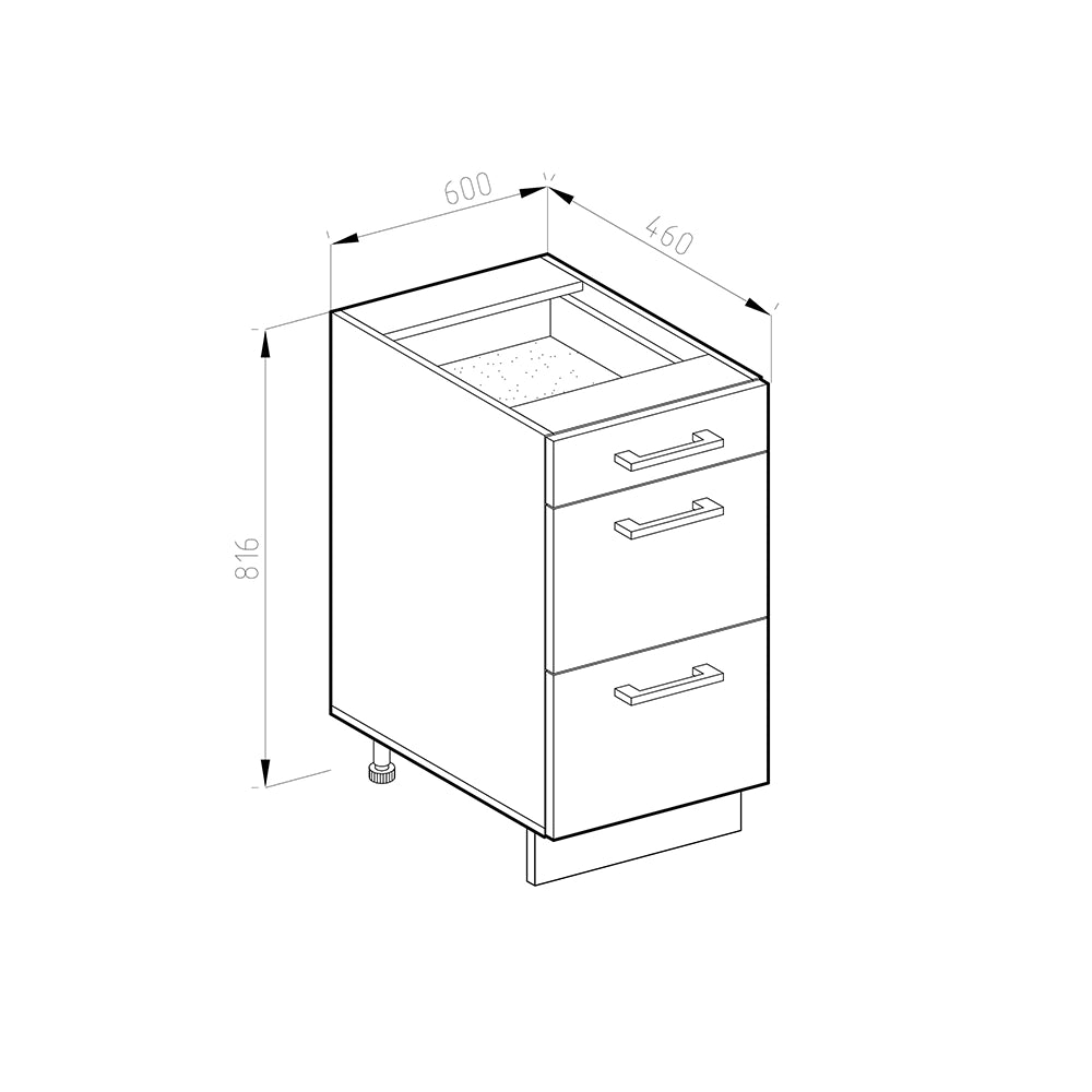 Vicco Mobiletto base per cucina Bianco 60 cm PL Marmo