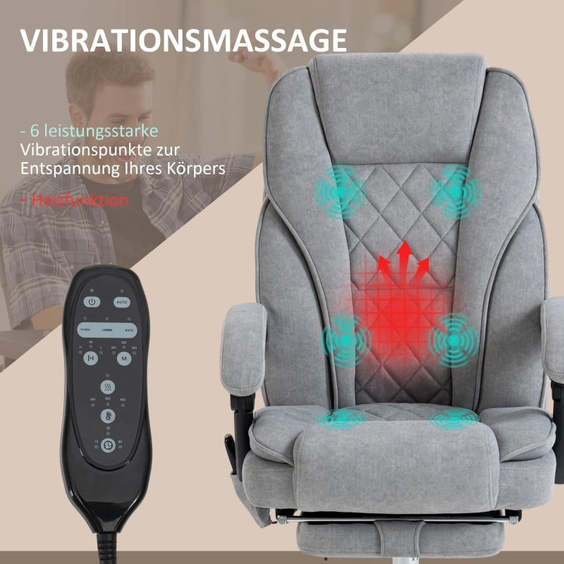 Sedia da ufficio con massaggio vibrante, sedia ergonomica da scrivania con funzione reclinabile, riscaldamento, sedia girevole regolabile in altezza