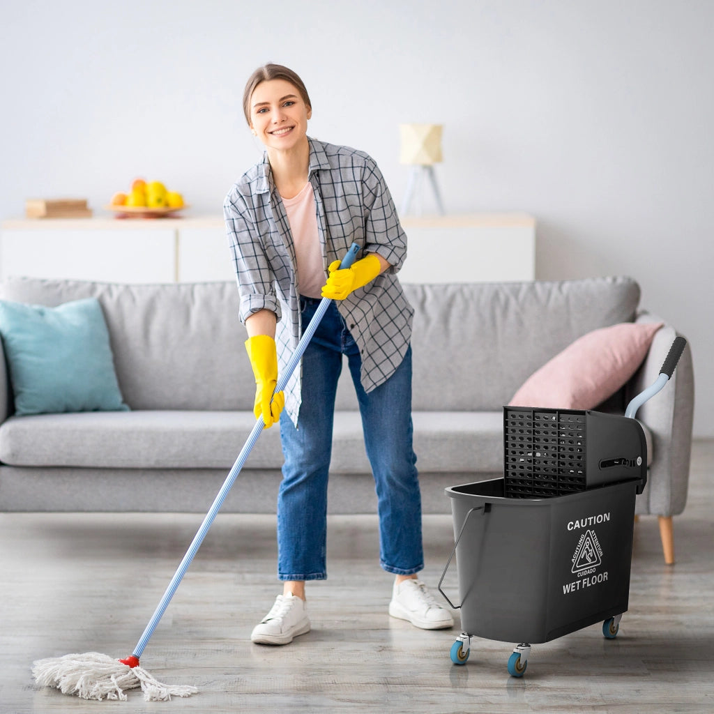 Secchio per Mocio con Strizzatore e Maniglia ¨C Minimal ¨C 20 L, Nero, Plastica