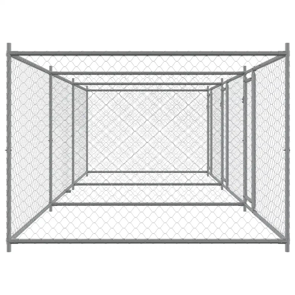 Gabbia per Cani con Porte Grigia 6x2x1,5 m in Acciaio Zincato CFW3399229