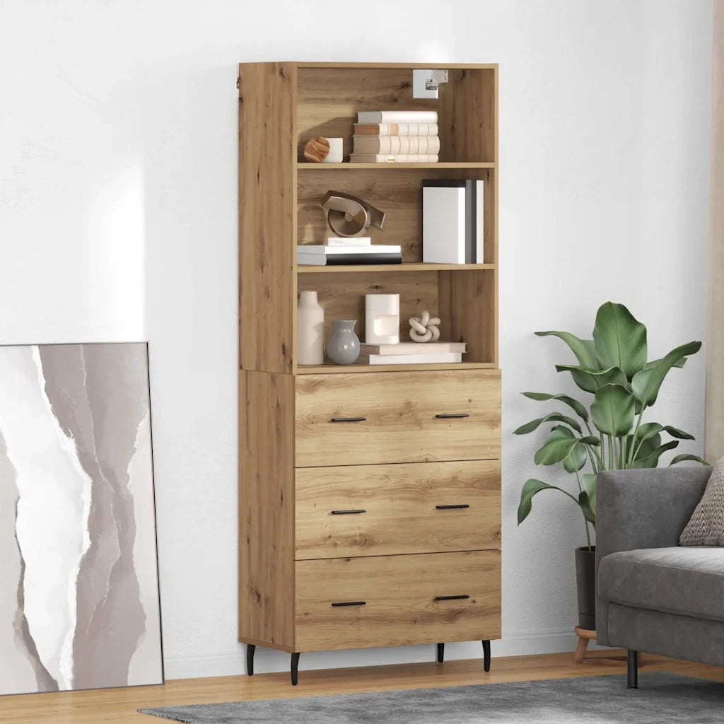 Credenza | Madia | Buffet da pranzo | Armadio da pranzo con cassetto Rovere artigianale 69,5 x 34 x 180 cm