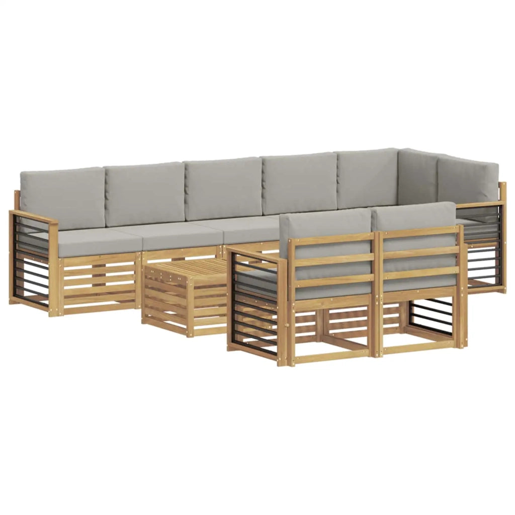 Set di divani da esterno 9 pcs Bianco e Grigio Chiaro 3392086