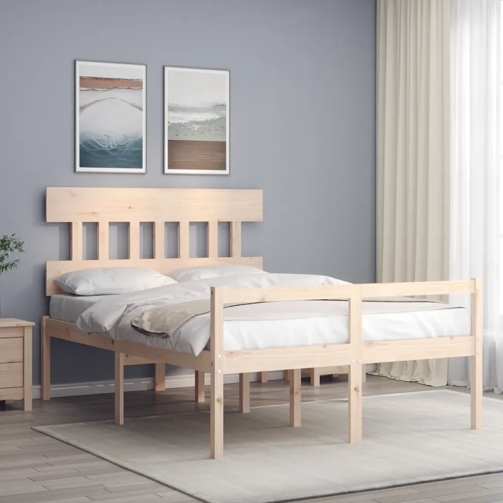 Letto matrimoniale | Letto per adulti | Letto per Anziani con Testiera Small Double in Legno Massello