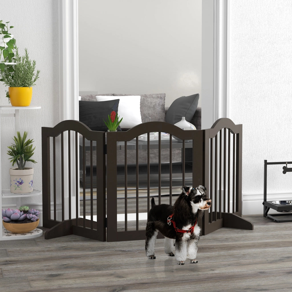 Cancellino per Cani Pieghevole 3 Sezioni ¨C Zephmum ¨C Legno Caff¨¨ 154.5x29.5x61 cm