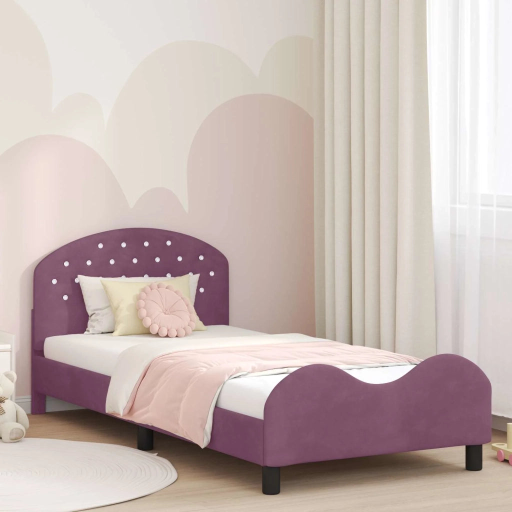 Struttura letto bambini con testata Viola 90 x 190 cm Velluto 42011124