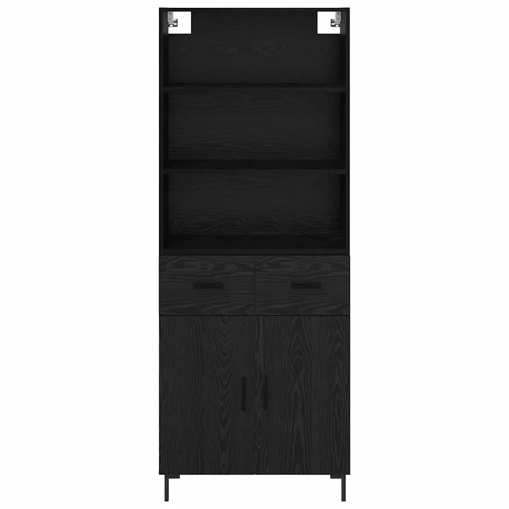 Credenza-Buffet-Armadio da cucina Rovere Nero 69,5 x 34 x 180 cm Legno multistrato 507743