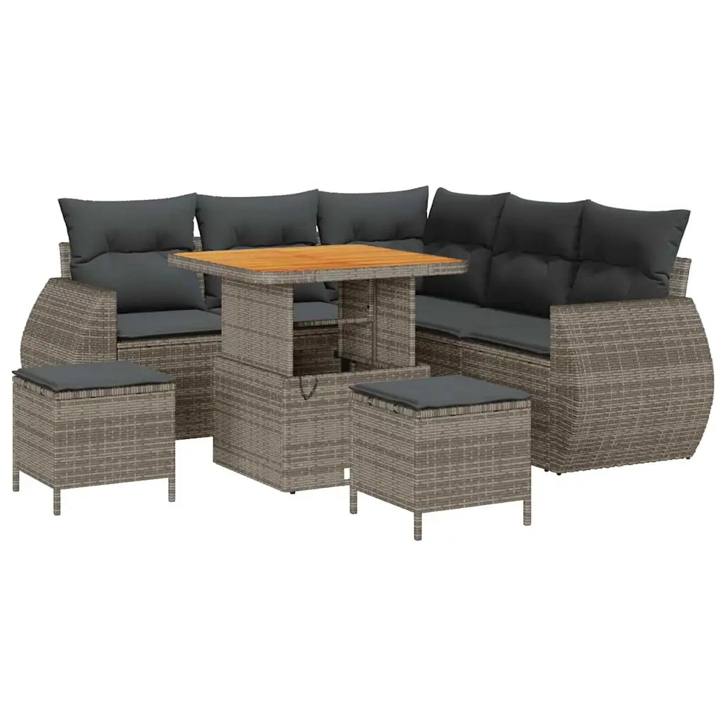 Set Divano da Giardino con cuscino 8 pcs Grigio polyrattan 3363823