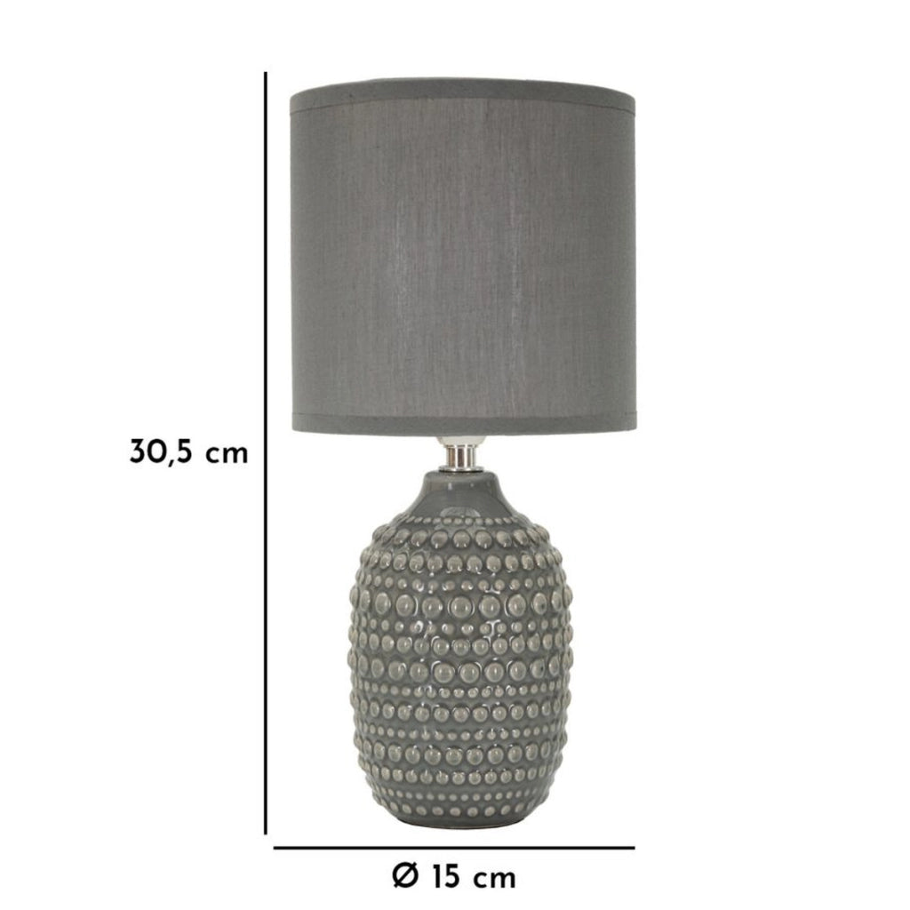 Lampada da Tavolo VKH94, Grigio, Ceramica, 15x15x30,5 cm