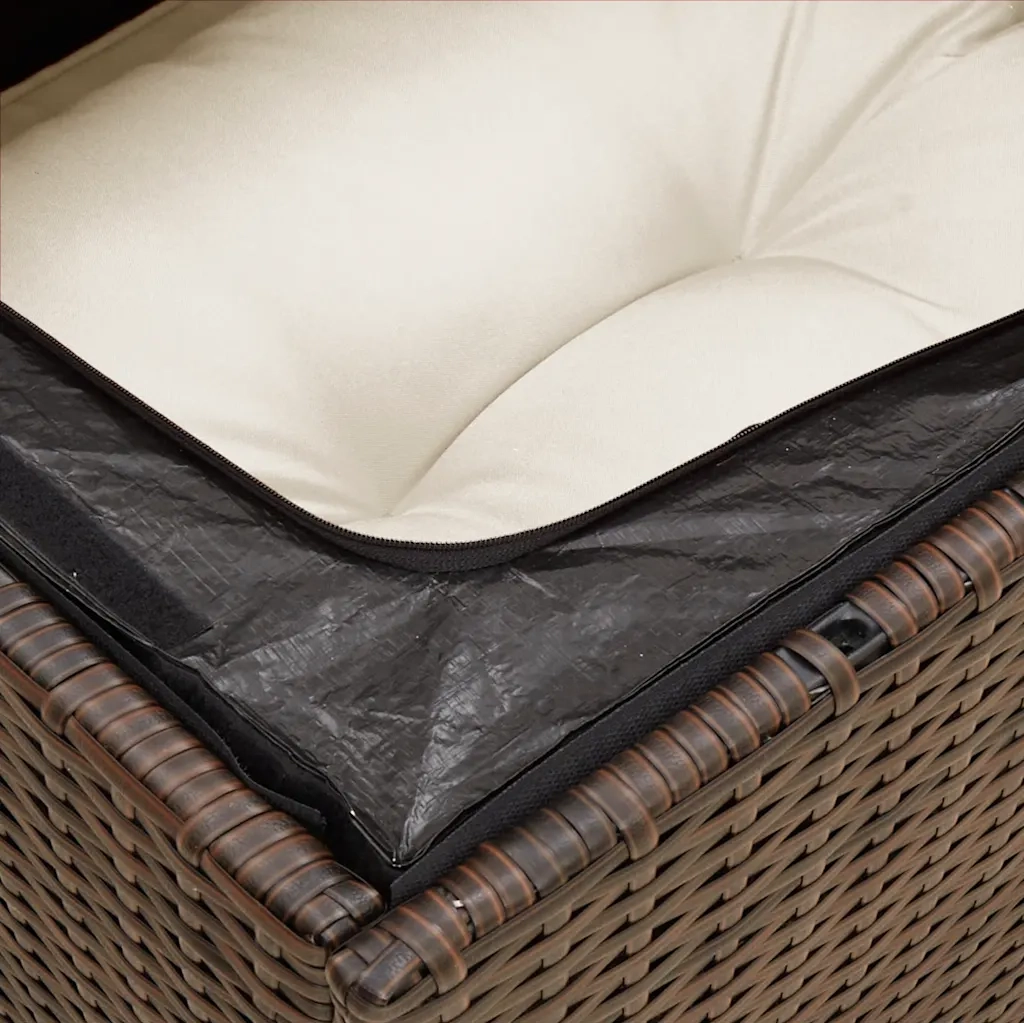 Divano da Giardino a 3 Posti con Cuscini in Polyrattan Marrone 366219