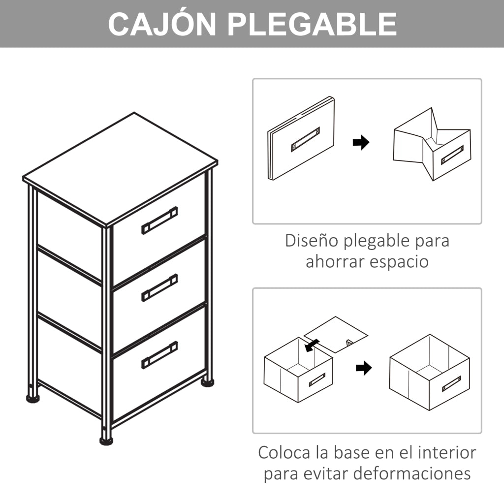 Cassettiera con 3 Cassetti in Tessuto ¨C Minimal ¨C Grigio