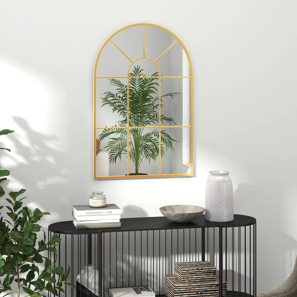 SPECCHIO da Parete 91x60 cm in Metallo Oro con Montaggio a Parete