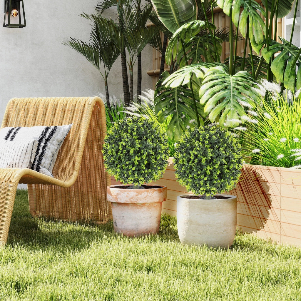 Set 2 Piante Artificiali Bosso ¨C zephmum ¨C Verde, 40 cm