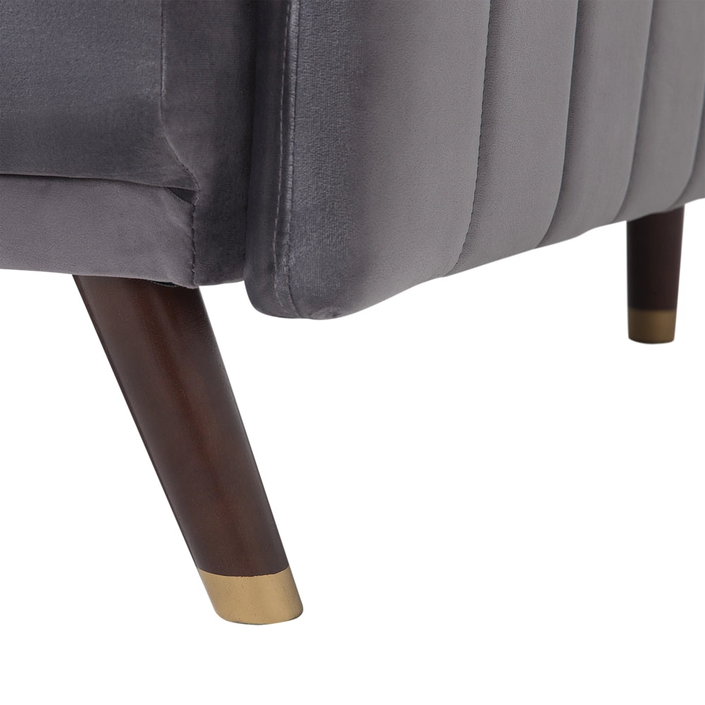 Divano Letto Tessuto Velluto Grigio Soggiorno Moderno 3 Posti Gambe In Legno Braccio A Pista