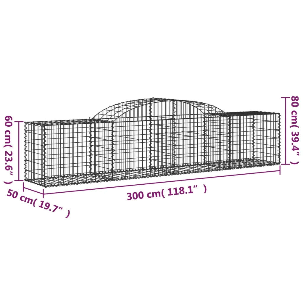 Cesti Gabbioni ad Arco 7 pz 300x50x60/80 cm Ferro Zincato 3146670
