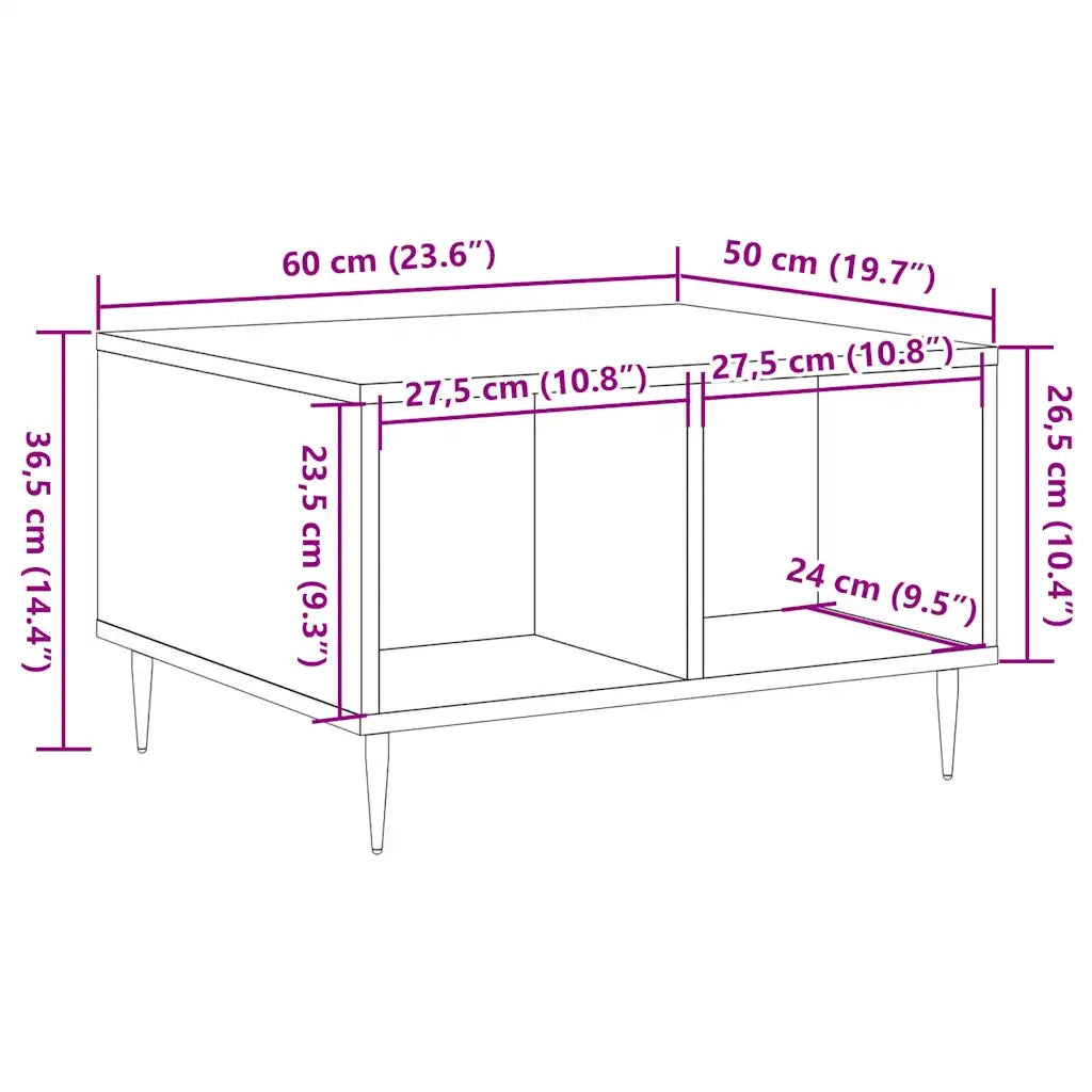 Tavolino da Salotto-Tavolino da soggiorno-Tavolo Legno Antico 60x50x36,5cm Legno Multistrato