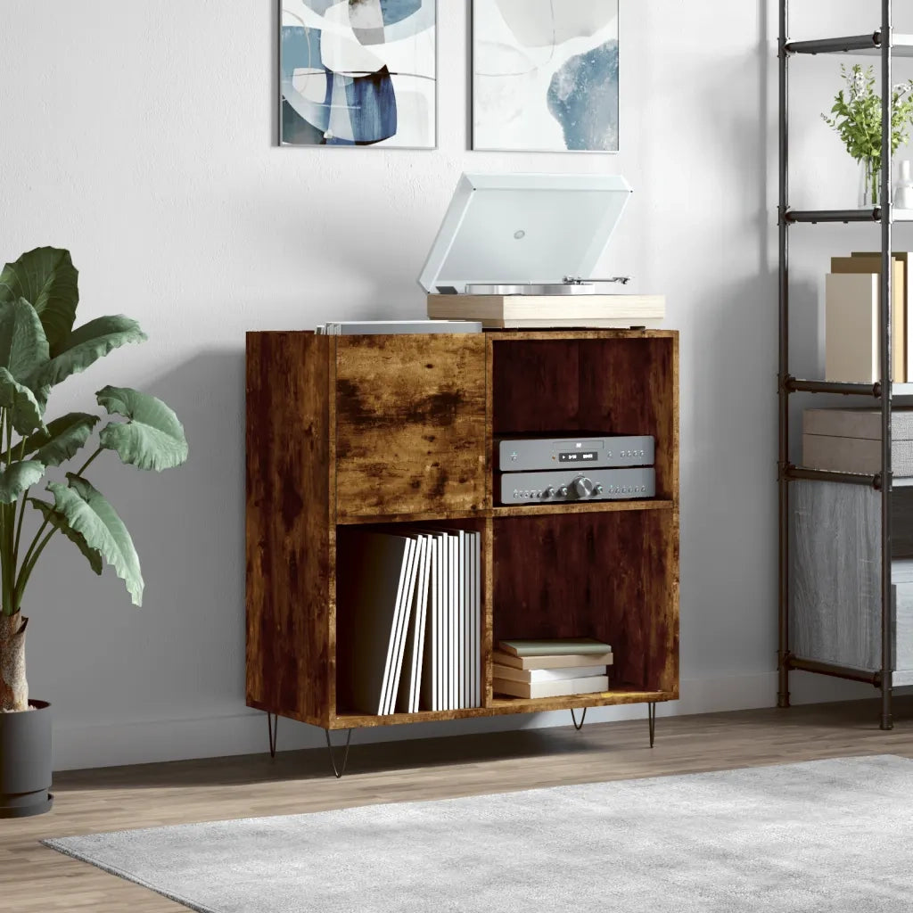 Mobile Porta Dischi Rovere Fumo 84,5x38x89 cm Legno Multistrato CFW2386486