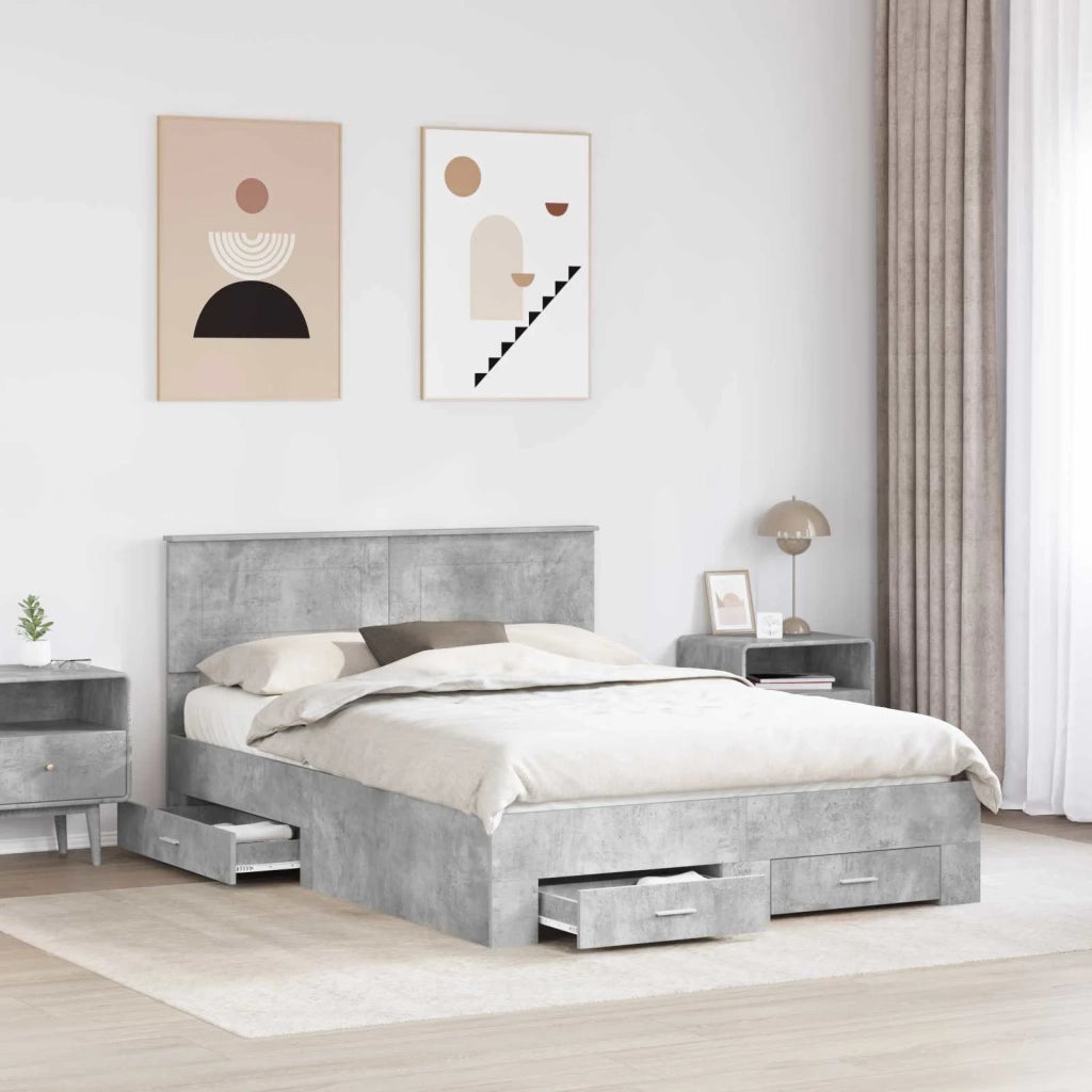 Struttura del letto con testiera Grigio cemento 150 x 200 cm 3408250
