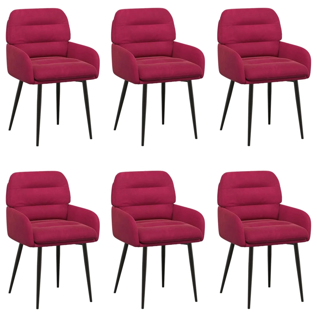 Sedie da pranzo 6 pz Velluto Rosso Vino 59 x 59,5 x 90 cm 3428251