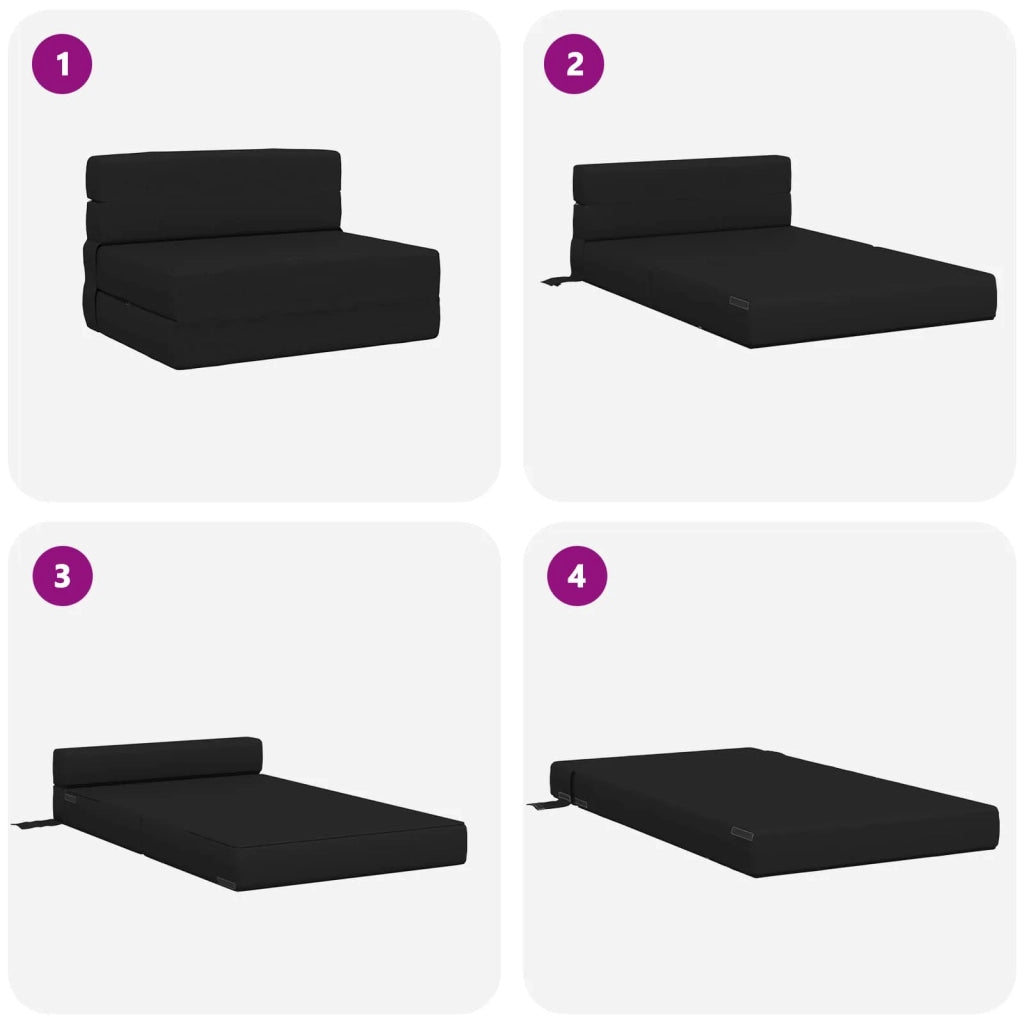 Divano letto | Sof¨¤ letto | Letto singolo Pieghevole Nero 70 x 80 x 60 cm Tessuto