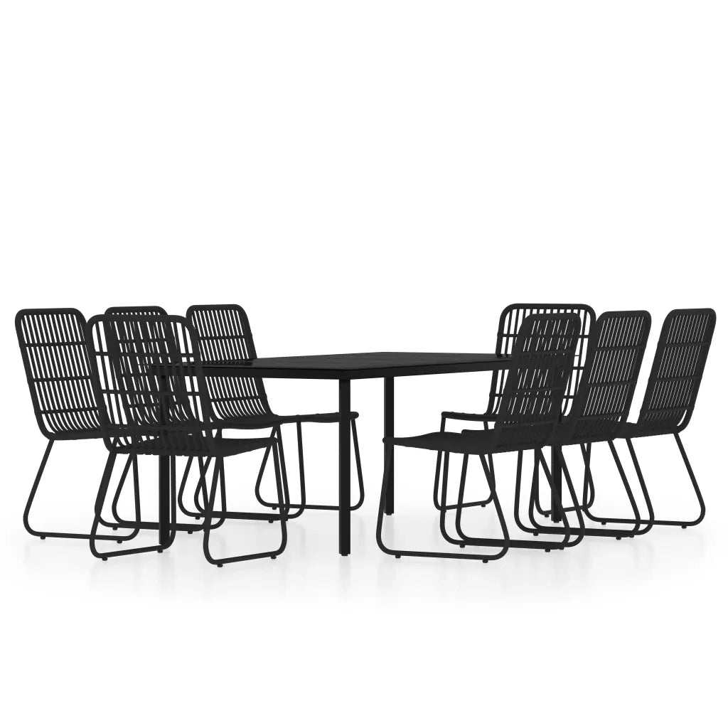 Set da Pranzo per Giardino 9 pz con Cuscini Nero 3099172