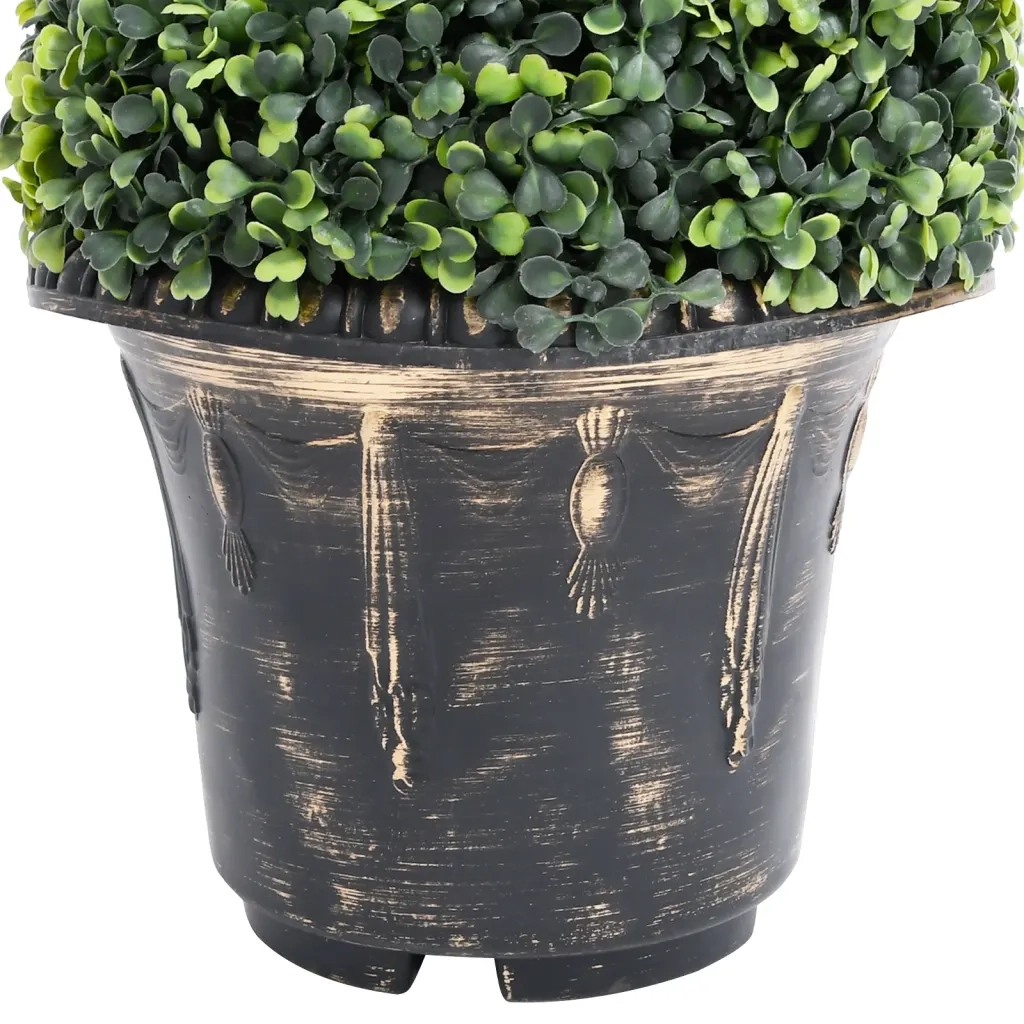 Pianta di Bosso Artificiale a Spirale con Vaso Verde 117 cm 336504