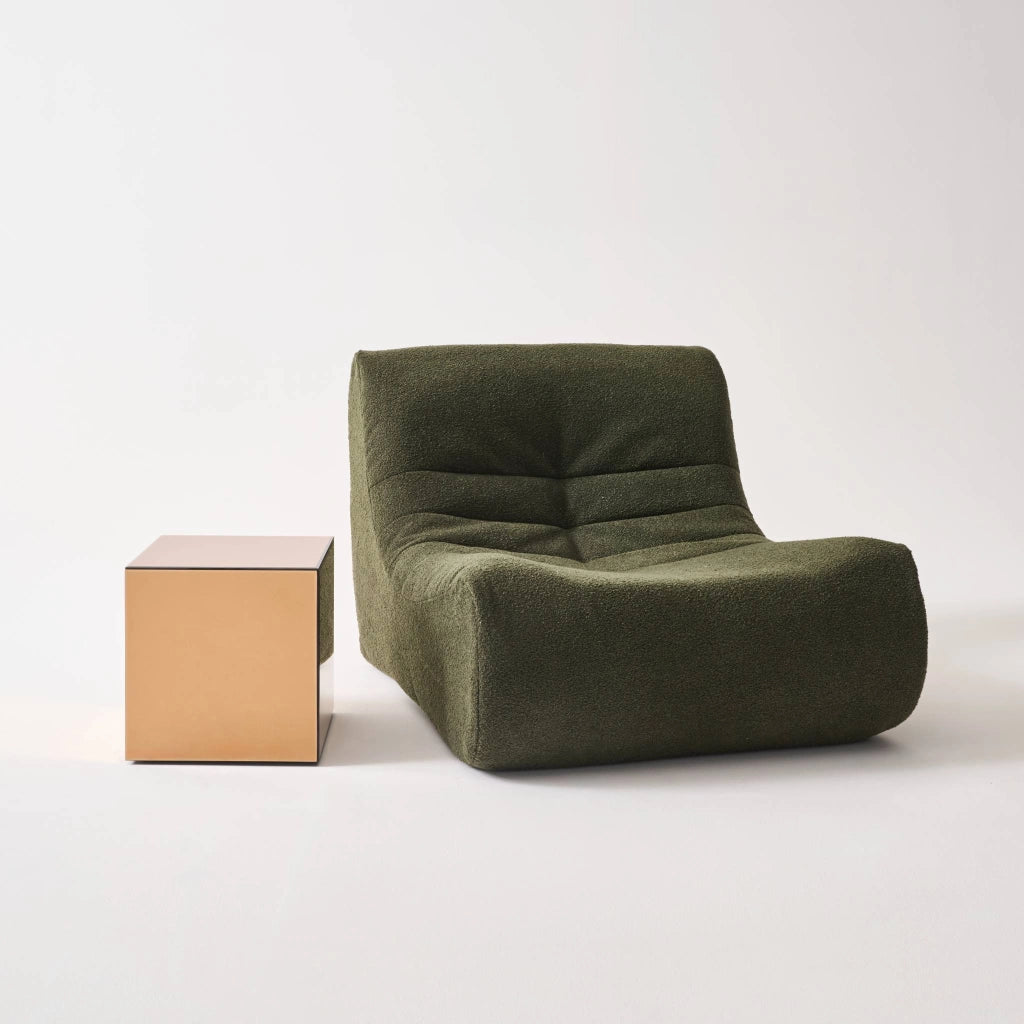 Tavolino, lato del divano, cubo a specchio 35cm, ambre