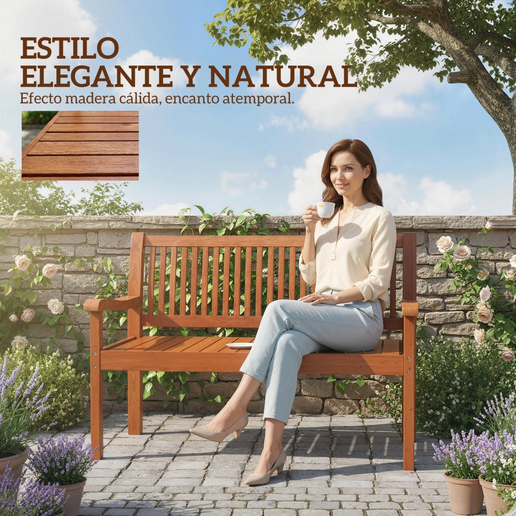 Panchina da Giardino in Legno 2 Posti ¨C zephmum ¨C Marrone Chiaro 125x62x90 cm
