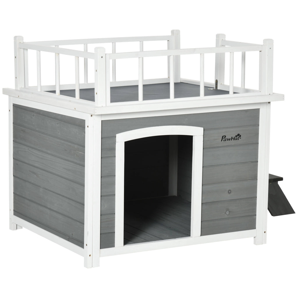 Casetta per Cani con Terrazza ¨C Minimal ¨C 121x77x78 cm Grigio Chiaro