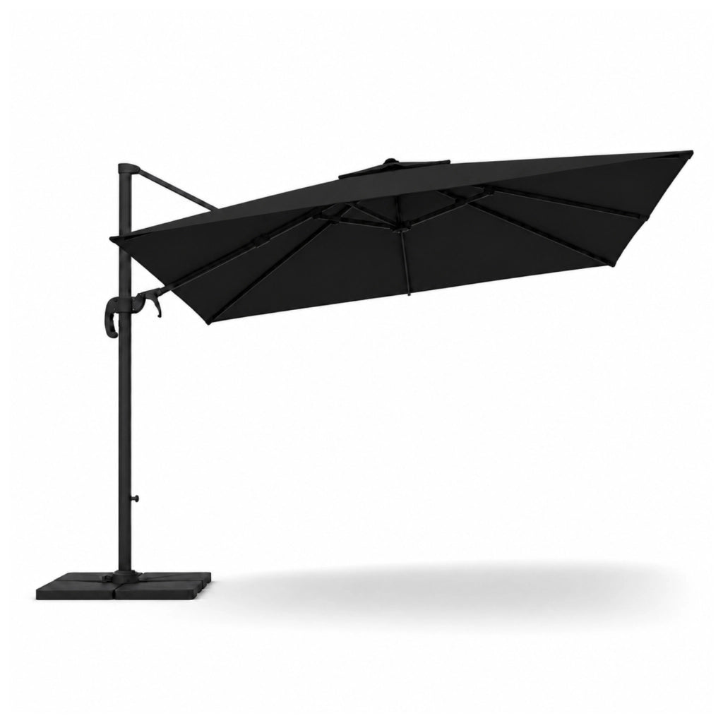 Ombrellone 3X4 M Con Braccio Retrattile E Rotabile A  360° Per Piscina Gazebo Terrazze Bar Hotel In Acciaio Inossidabile Telo 180 G M2 Resistente Ai Raggi UV Impermeabile Nero