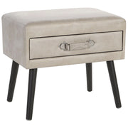 Tavolino con contenitore in ecopelle beige gambe nere 46 x 50 x 35 cm Valigia