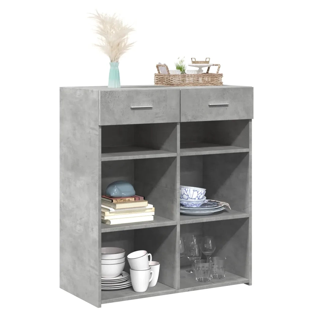 Credenza | Madia | Buffet da pranzo | Armadio da pranzo Grigio Cemento 80x42,5x93 cm in Legno Multistrato
