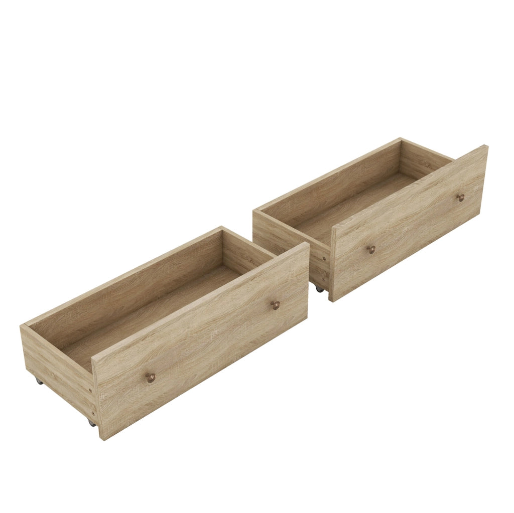 Letto matrimoniale 160x200 cm in truciolare naturale con testiera contenitore; USB e 2 cassetti