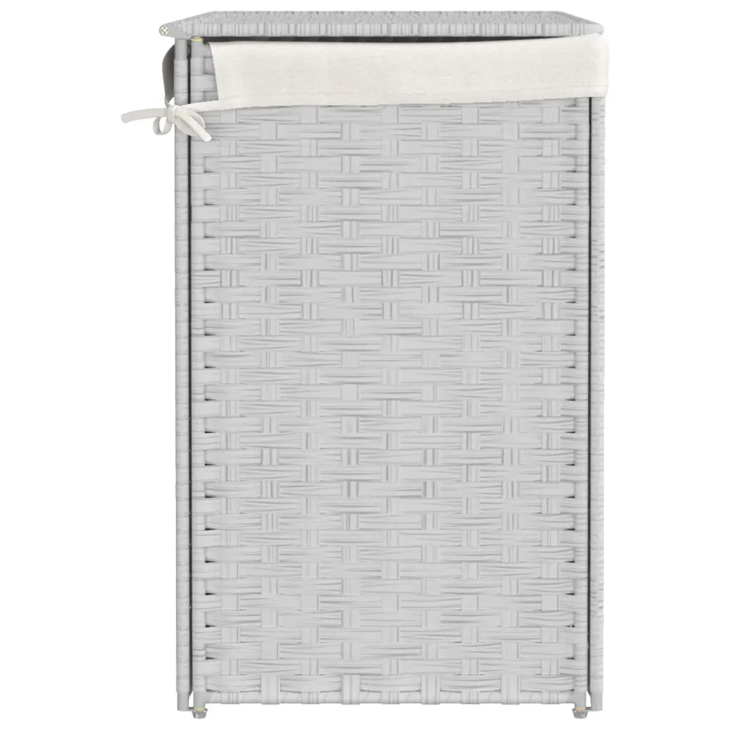 Cesto Portabiancheria 2 Sezioni Bianco 53x35x57 cm Polyrattan CFW5424498