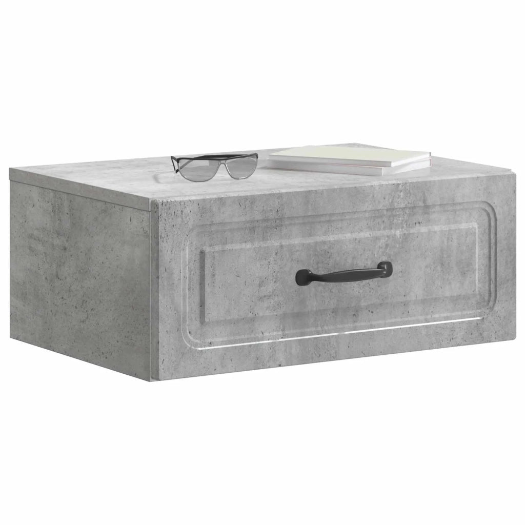 Mobiletto da notte a muro con cassetto 2 pcs Grigio Cemento 899302