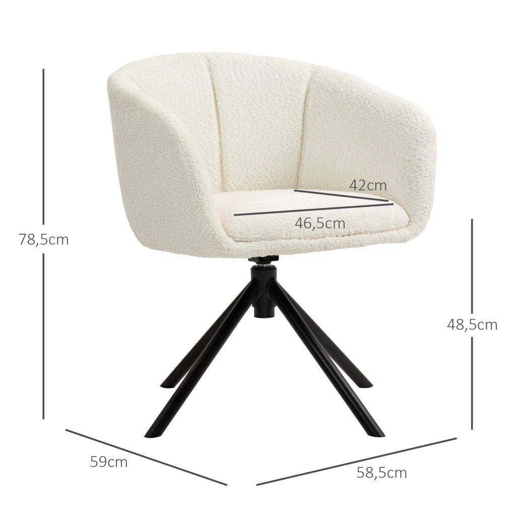Sedia da pranzo girevole 360¡ã con seduta imbottita ¨C Minimal ¨C 58.5x59x78.5 cm, crema