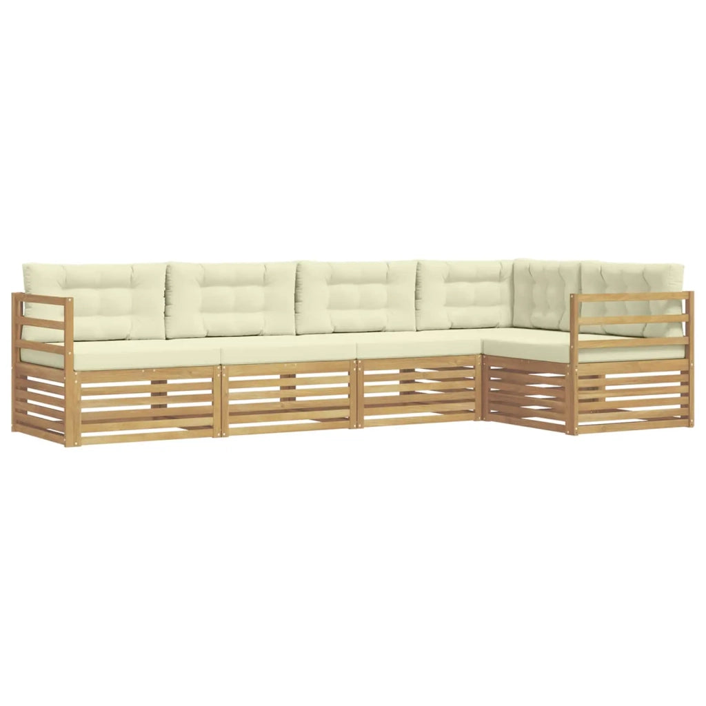 Set di divani da esterno 5 pz Bianco e Crema Poliestere 3390465