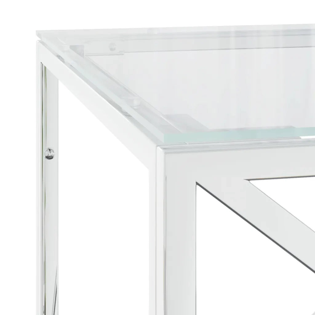 Tavolino da Salotto 110x45x45 cm in Acciaio Inox e Vetro 349961