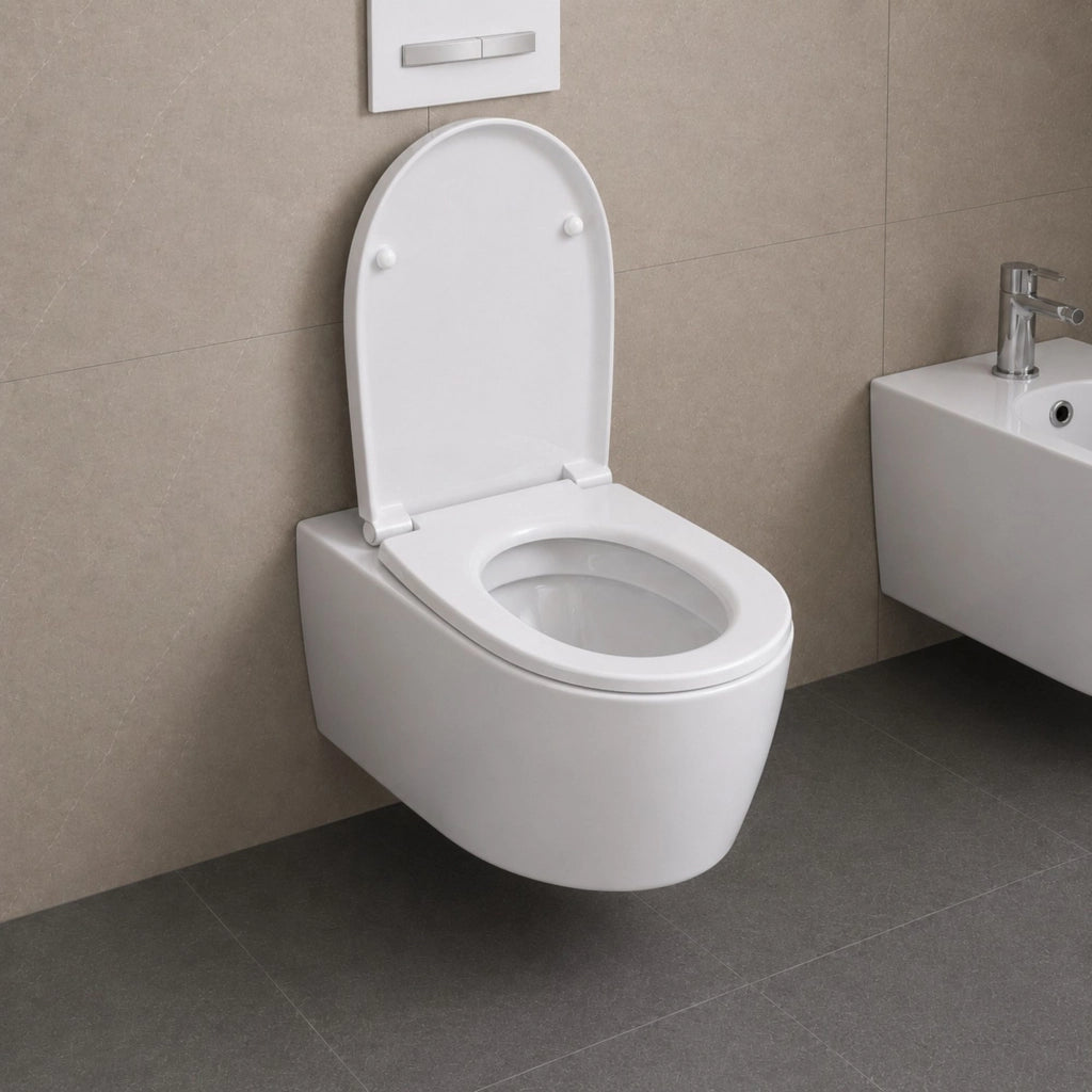 Vaso wc sospeso giunone ceramica bianco lucido scarico a parete *** accessori senza fissaggi, confezione 1