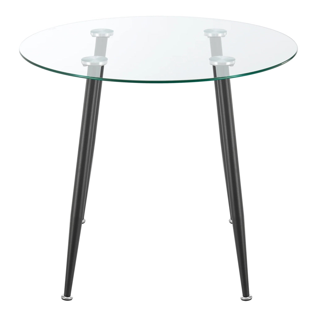 Tavolo da pranzo rotondo in vetro temperato e acciaio 75 x 80 cm nero trasparente 03_0008833