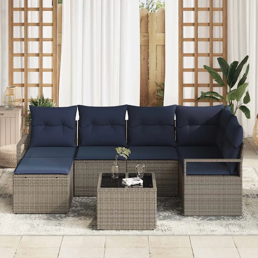 Set di divani con cuscino 7 pcs Grigio polyrattan 3346465