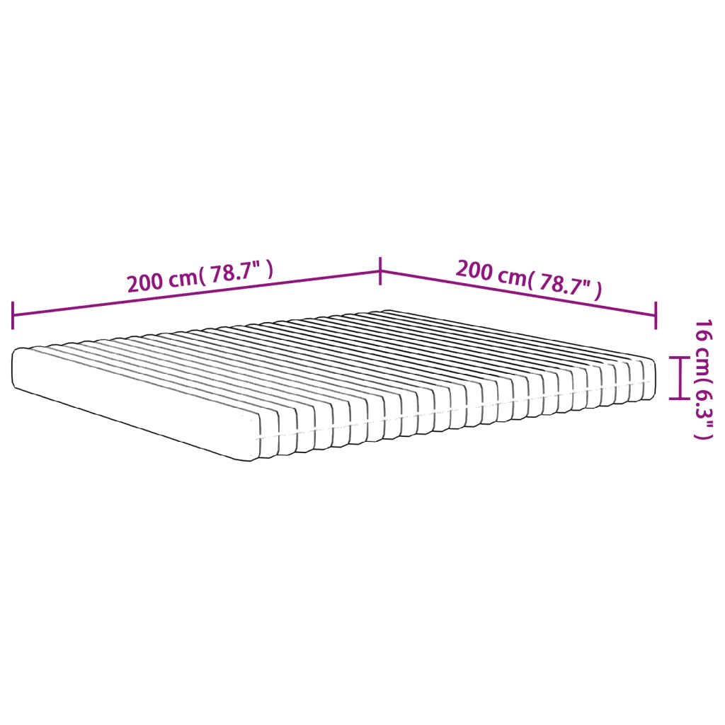 Materasso in Schiuma Mediamente Morbido 200x200 cm