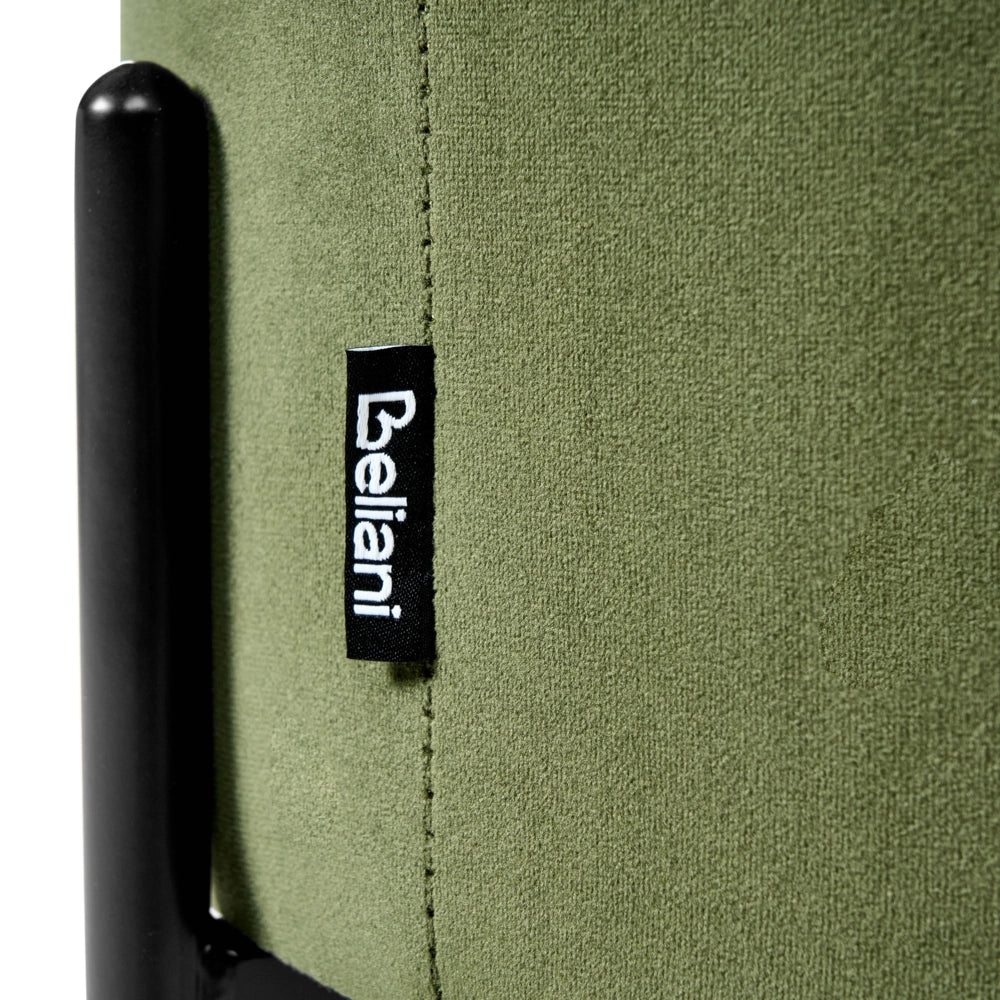 Pouf contenitore con seduta in tessuto velluto e base in legno poggiapiedi rotondo tavolino occasionale verde